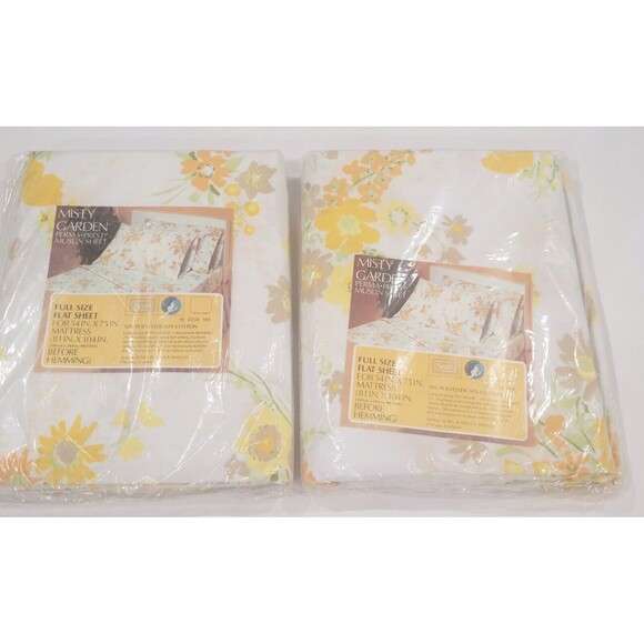 Vintage Sears Misty Garden Full Size Flat Sheet Percale Perma-Prest NOS